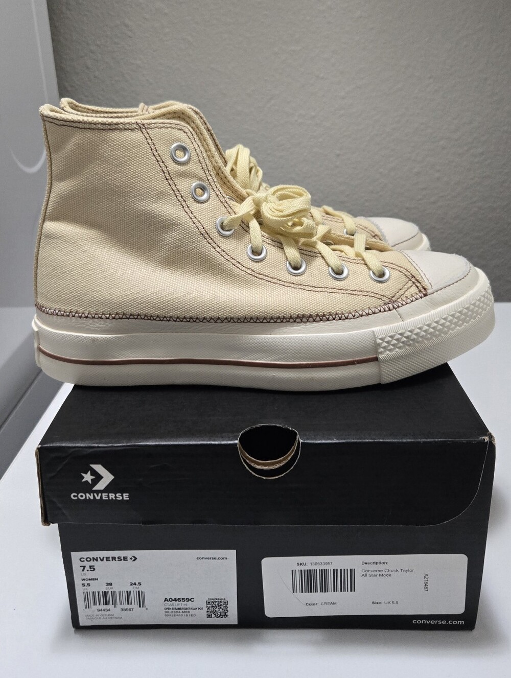 Converse Platform High-Top Sneakers in Cream and White